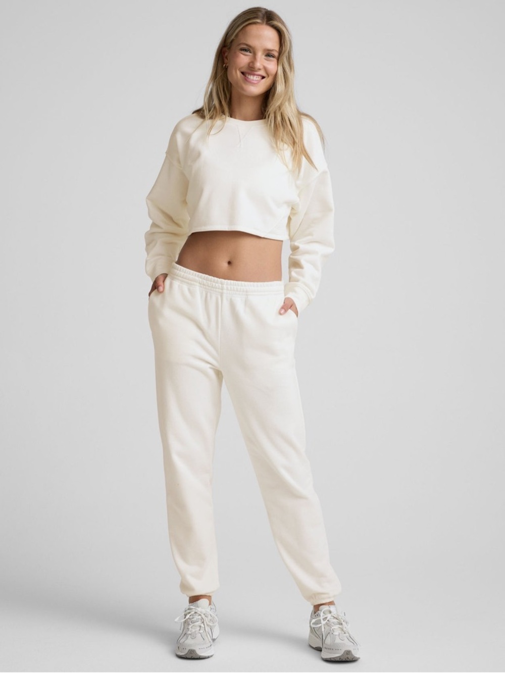 Beyond Yoga Cream Sweatpants with Elastic Waist